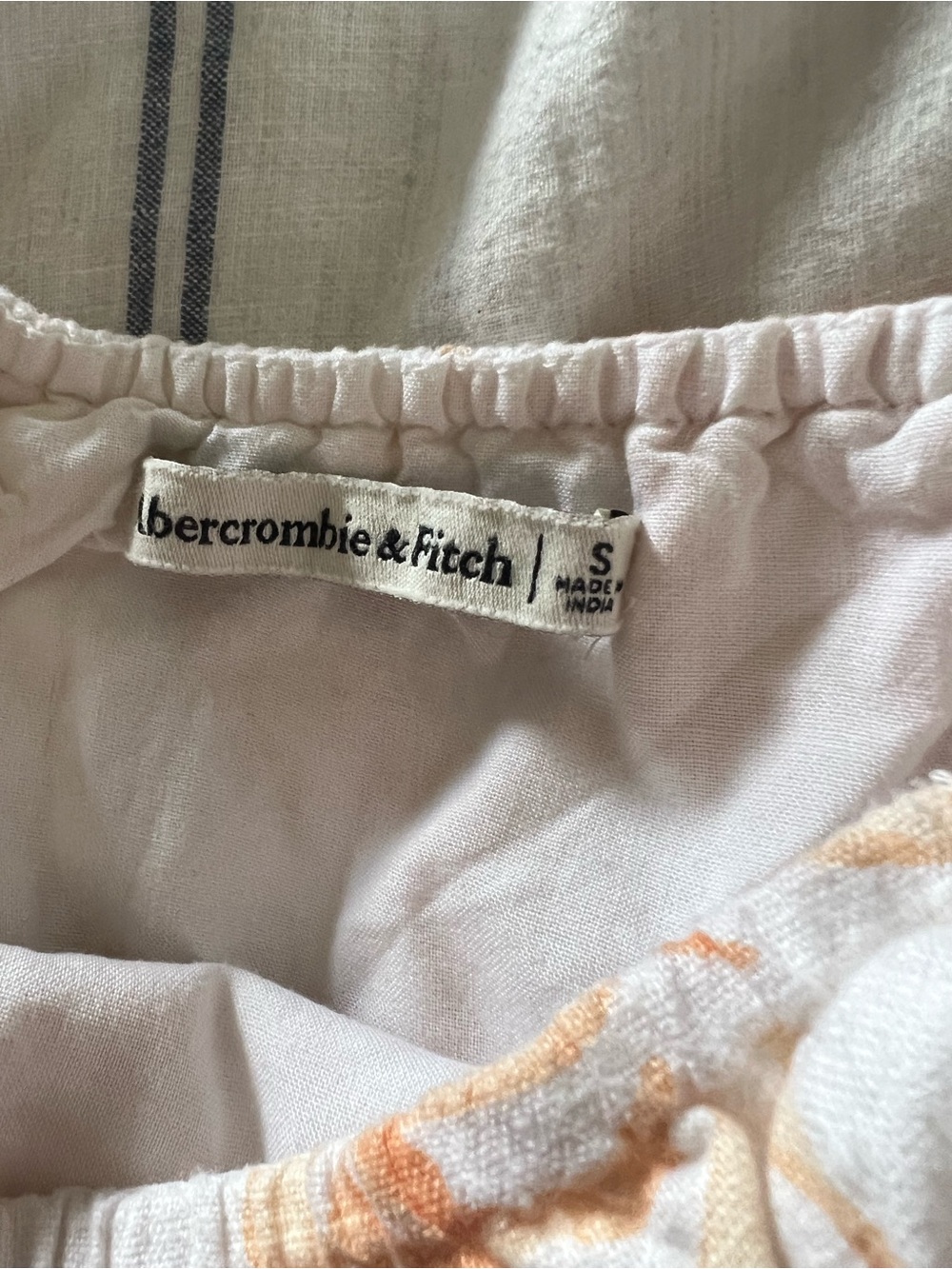 Abercrombie & Fitch Linen Blend Puff Sleeve Crop Top Size Small Tropical - Picture 5 of 6